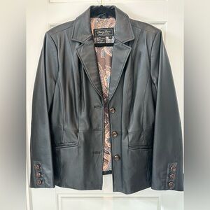Terry Lewis Classic Luxuries Black Leather Blazer Jacket